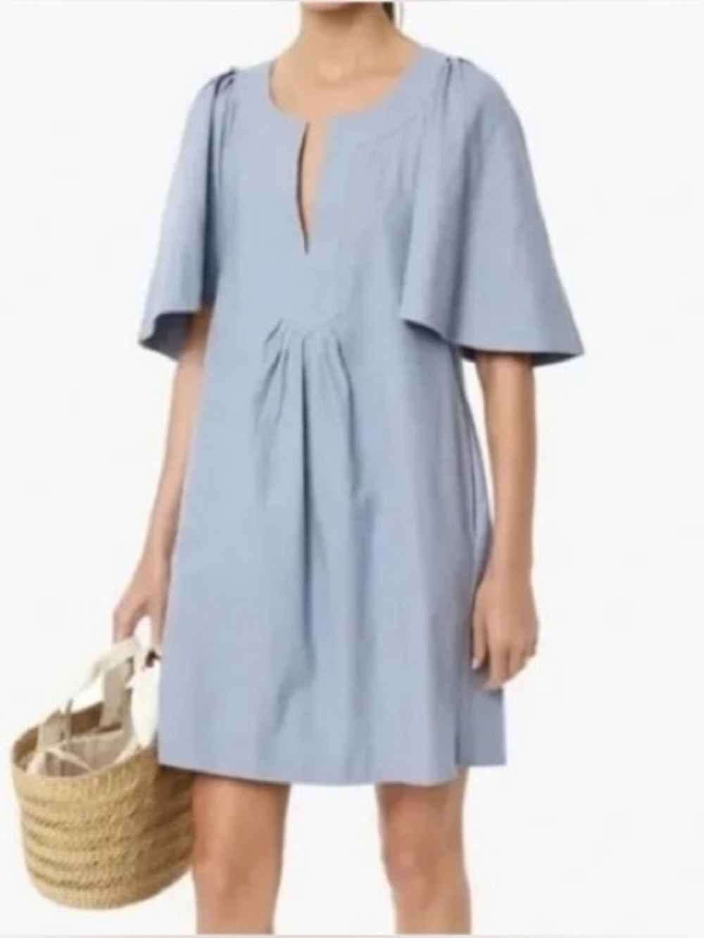 Tuckernuck Pomander Place Finley Flutter Sleeve Dress in Light Blue
